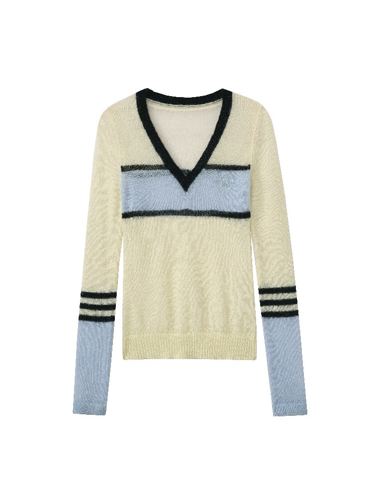 Mohair Embroidered V-neck Top