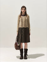 Brown Plaid Pleated Skirt