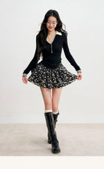 Contrast V-Veck Knit Top