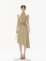 Brown Twisted Waist Dress