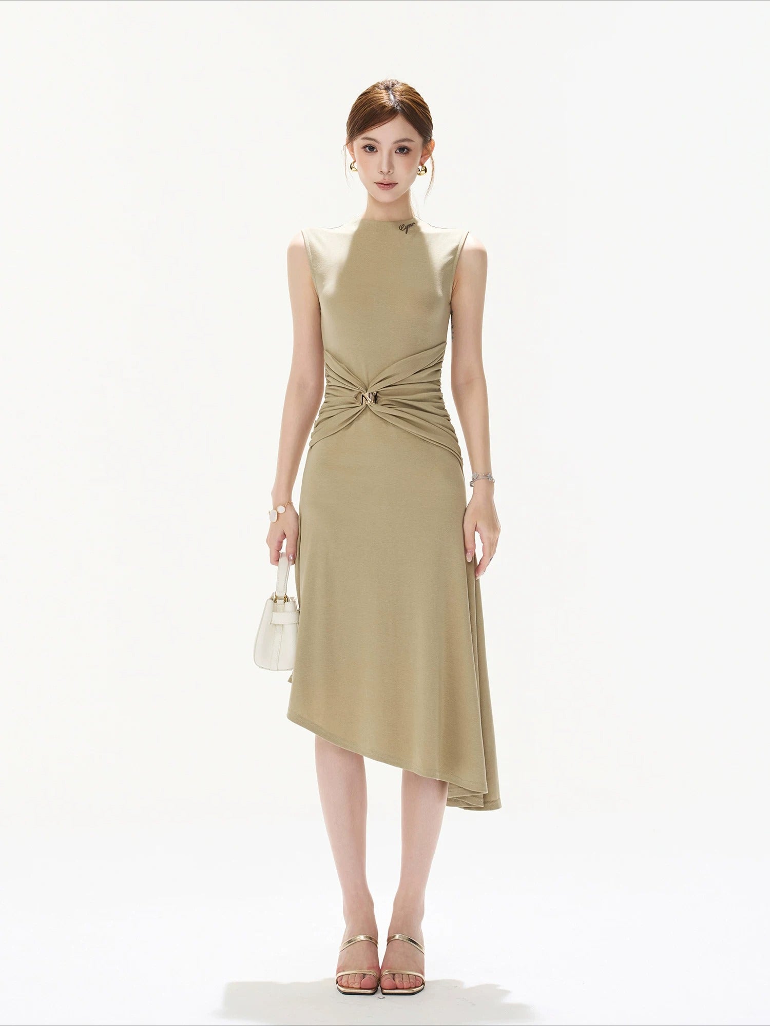 Brown Twisted Waist Dress