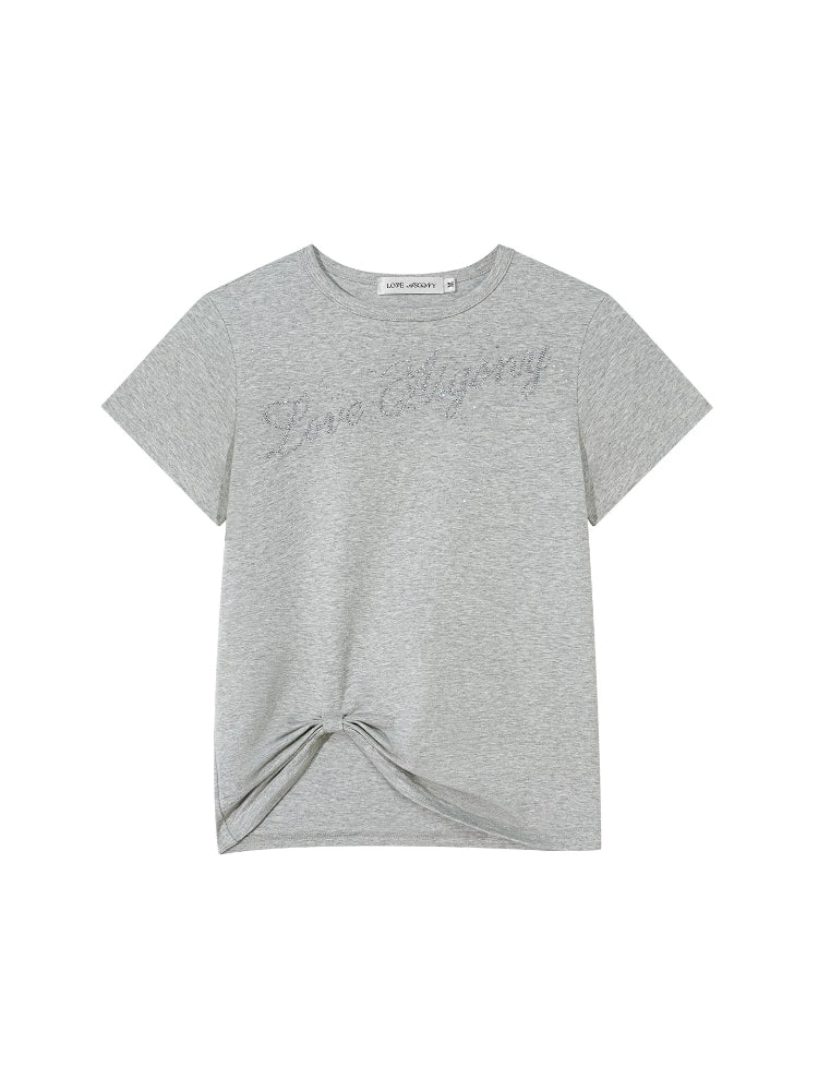 Twist Hem Rhinestone Tee