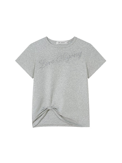 Twist Hem Rhinestone Tee