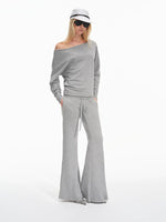 Off-Shoulder Sweatshirt & Flared Pants Set