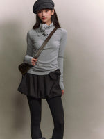 Drape-Neck Slim Knit Top