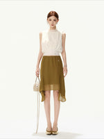 Lace Collar Chiffon Top