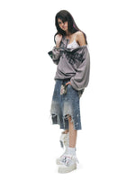 Punk Graffiti Off-Shoulder Tee