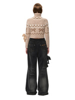 Bear Washed Denim Printing Pants