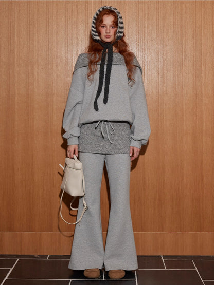 Off-Shoulder Sweatshirt Flared Pants Set