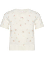 Cream Floral Knit Tee