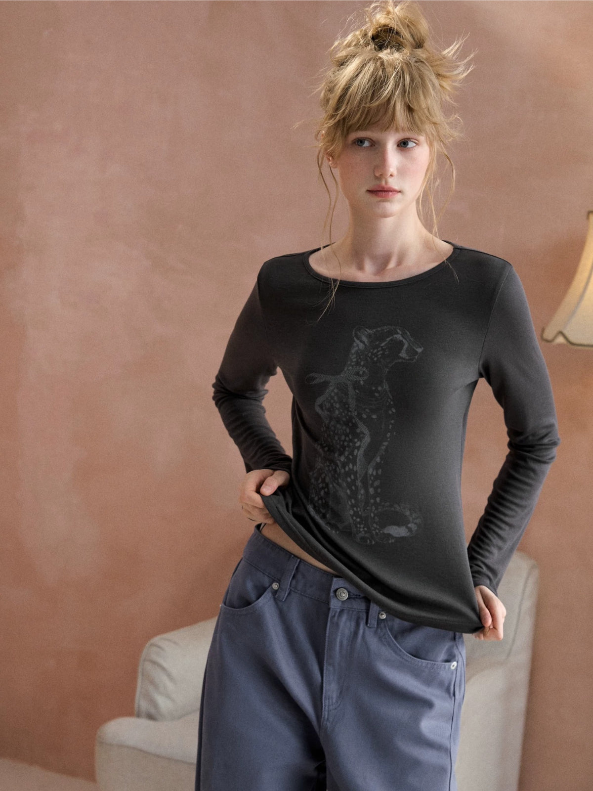 Leopard Graphic Long Sleeve Tee