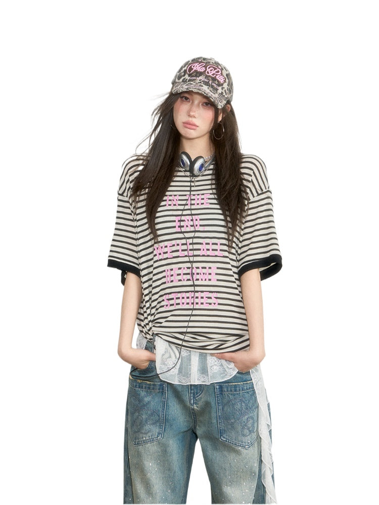 Floral Print Round Neck Short-Sleeve T-shirt