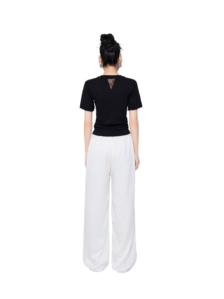 Ice Silk Pleated Wide-Leg Pants