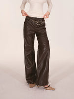 Paneled Faux Leather Wide-Leg Pants