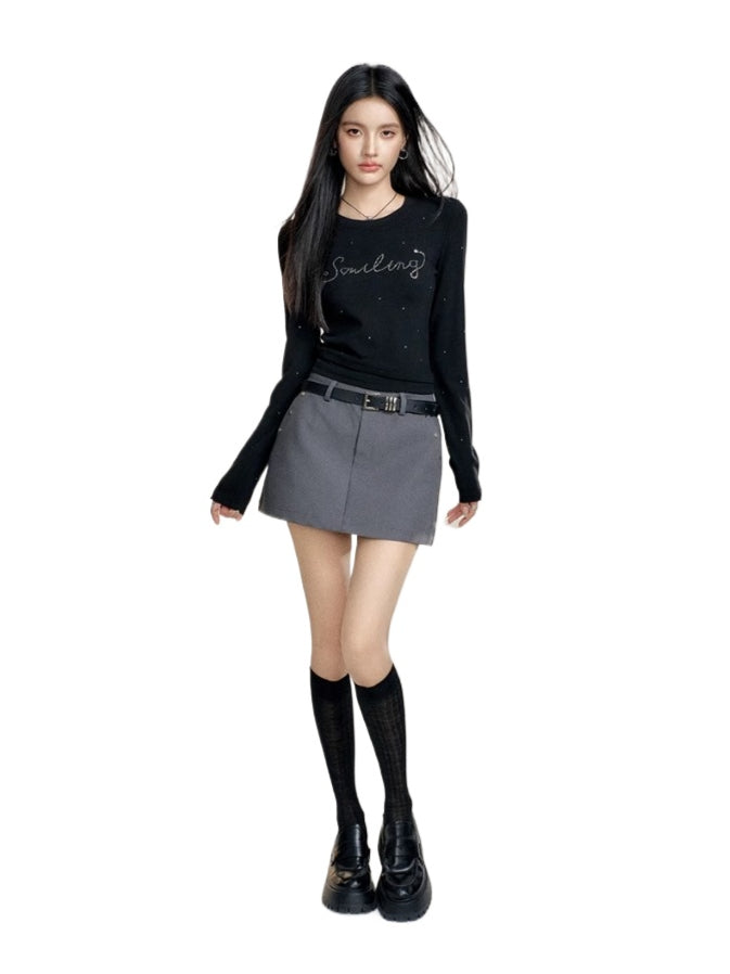 High-Waisted Color-Blocked A-Line Skirt