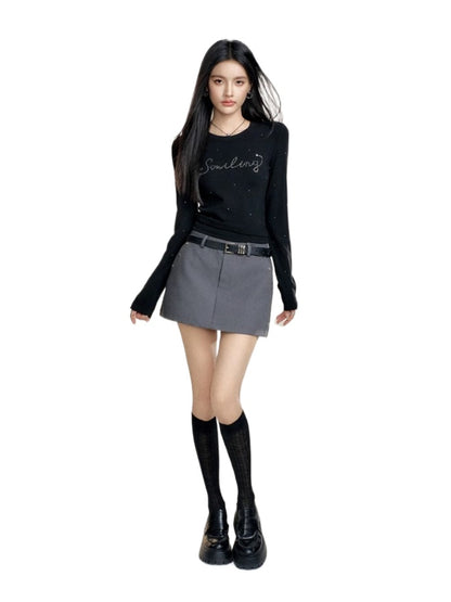 High-Waisted Color-Blocked A-Line Skirt