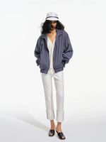 Lyocell Stand Collar Cocoon Jacket