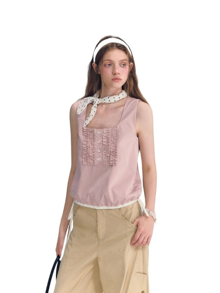 Ruffle Drawstring Tank