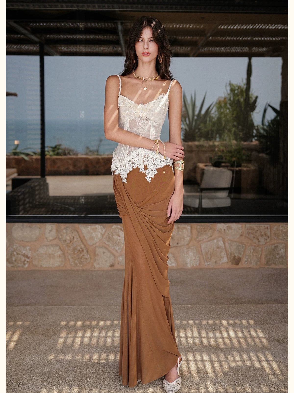 Sheer Lace V-Neck Cami Top