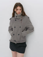 Faux-layered Cape Knit Jacket