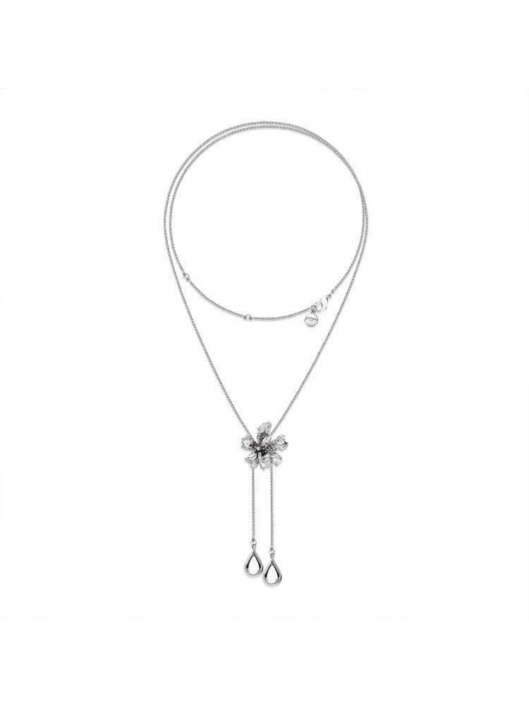 Metal Floral Snake Chain Necklace