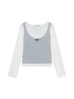 Contrast Layered Lyocell Scoopneck Top