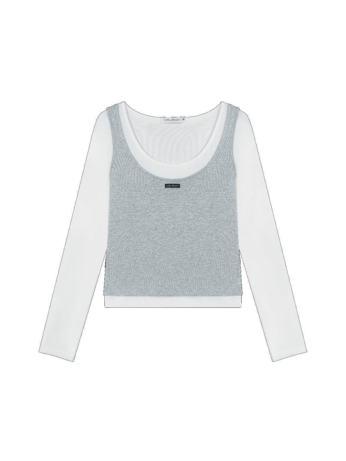 Contrast Layered Lyocell Scoopneck Top