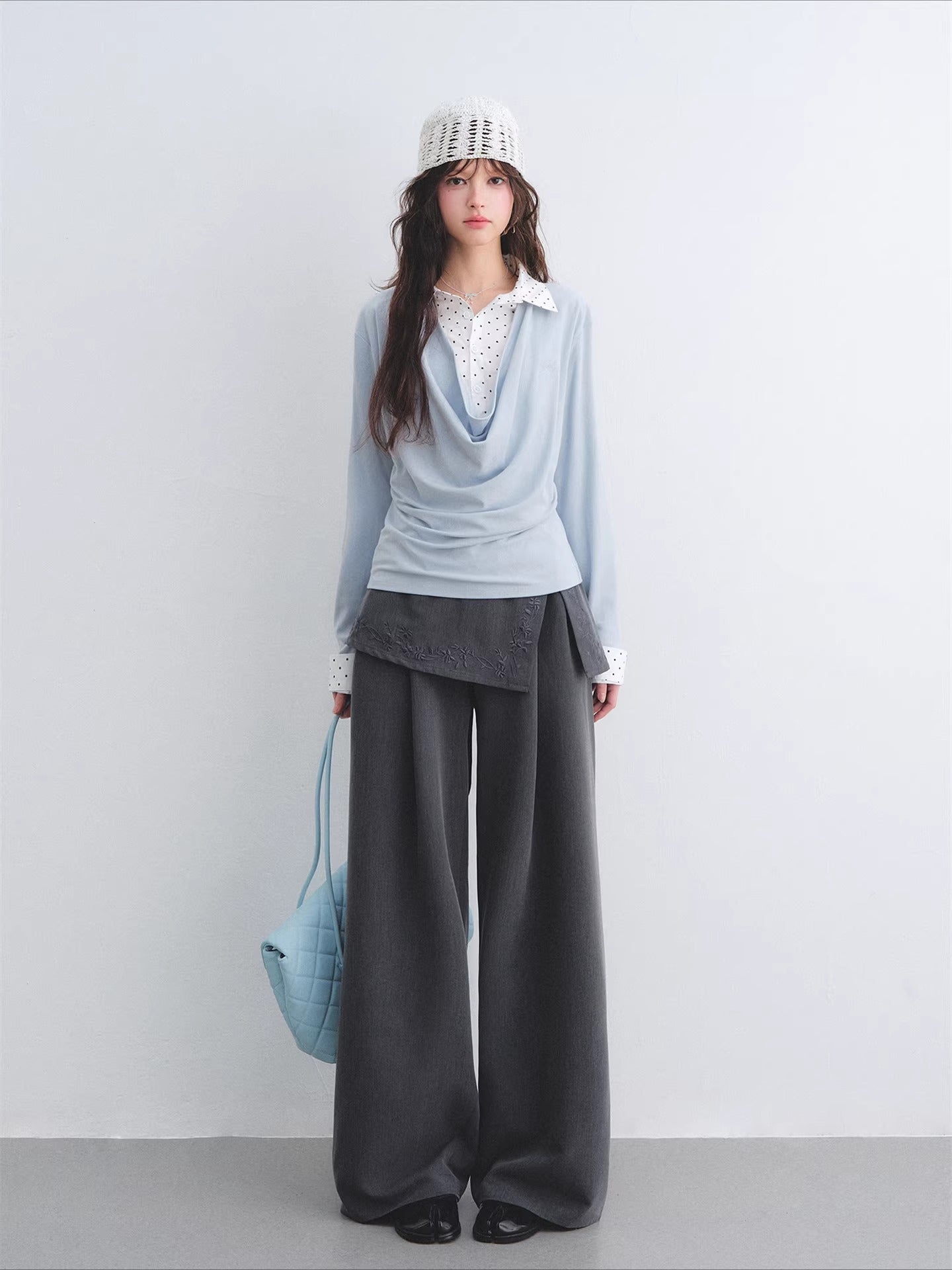 Polka Dot Layered Drape Top