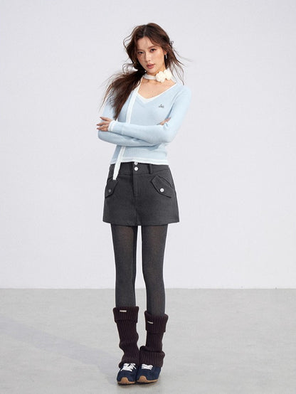 V-Neck Knit Slim Top