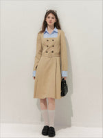 Vintage Mock-Layer Trench Dress