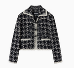 Black Short Plaid Wool Jacket