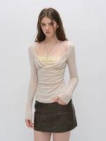 Draped Lace Tencel Top