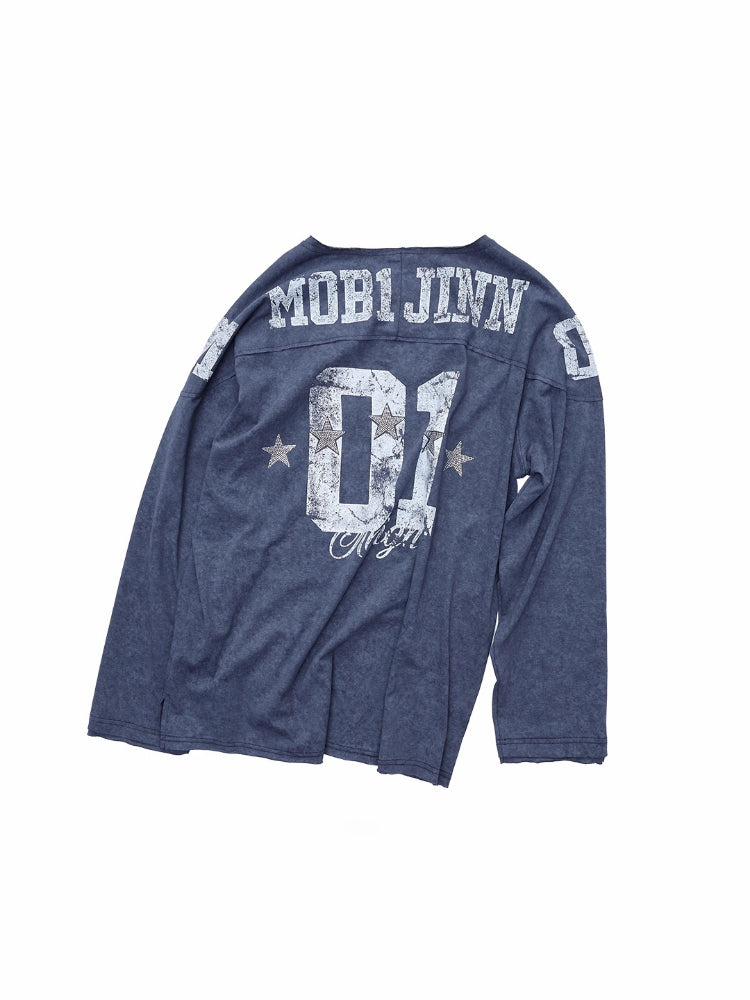 Football Rhinestone Long Sleeve Tee