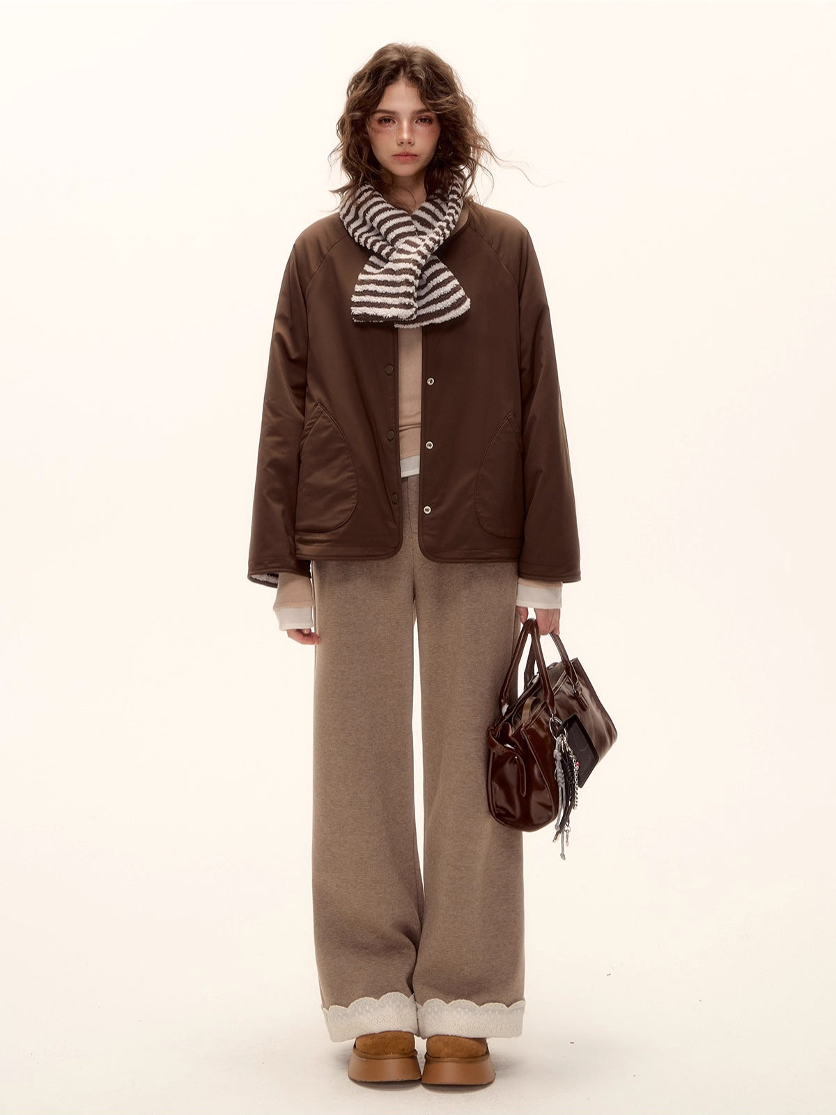 Reversible Striped Sherpa Jacket