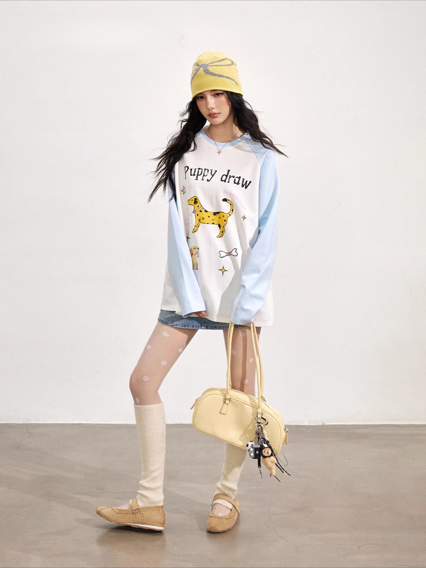 Cartoon Dog Graffiti Long-Sleeve T-shirt