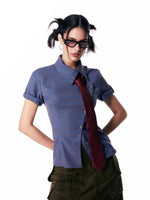 Blue Plaid Short Sleeve Shirt
