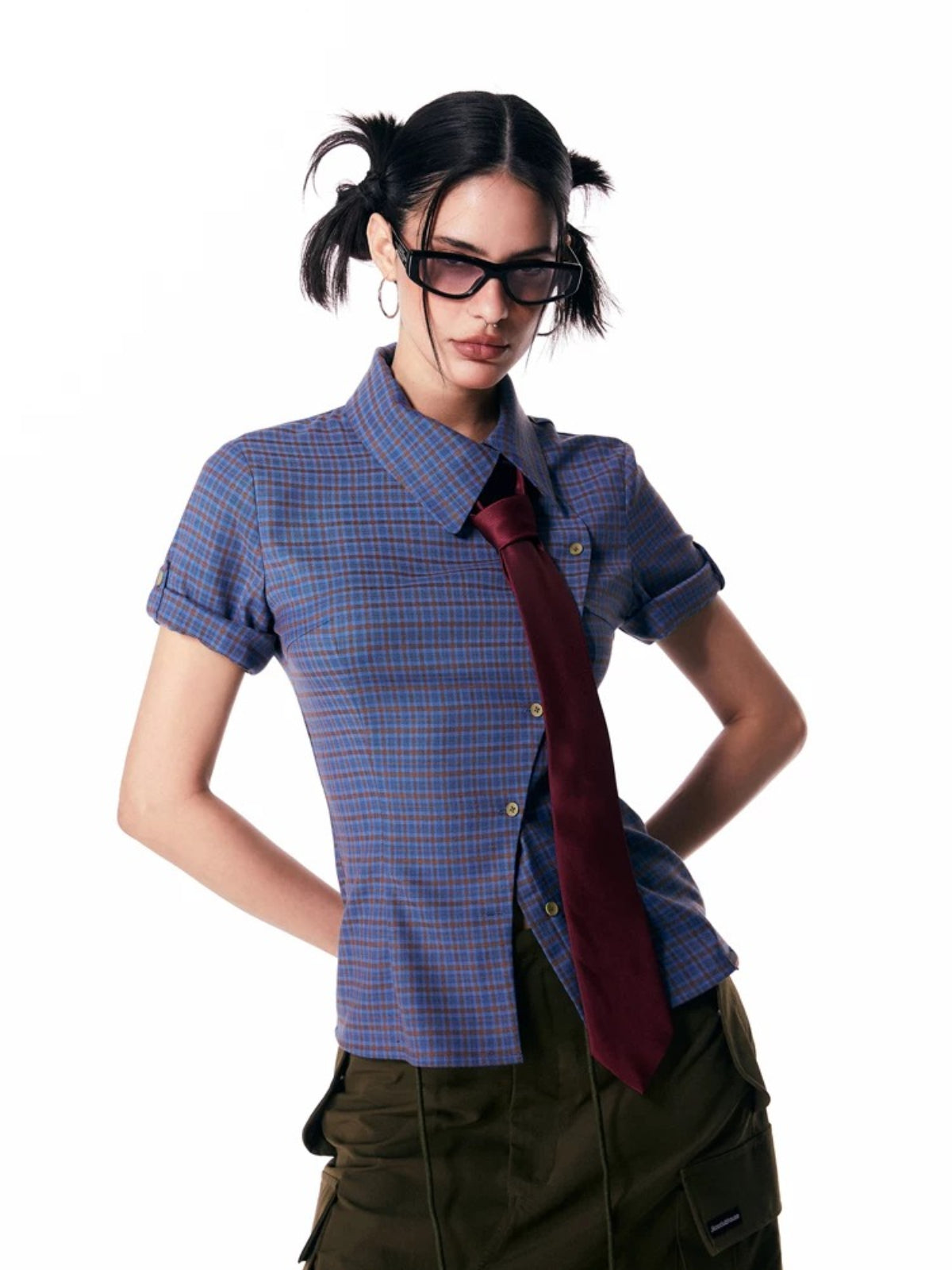 Blue Plaid Short Sleeve Shirt