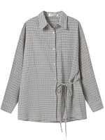 Khaki & Black Retro Check Shirt & Skirt Set
