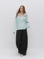 Pleated Wide Leg Wool Pants