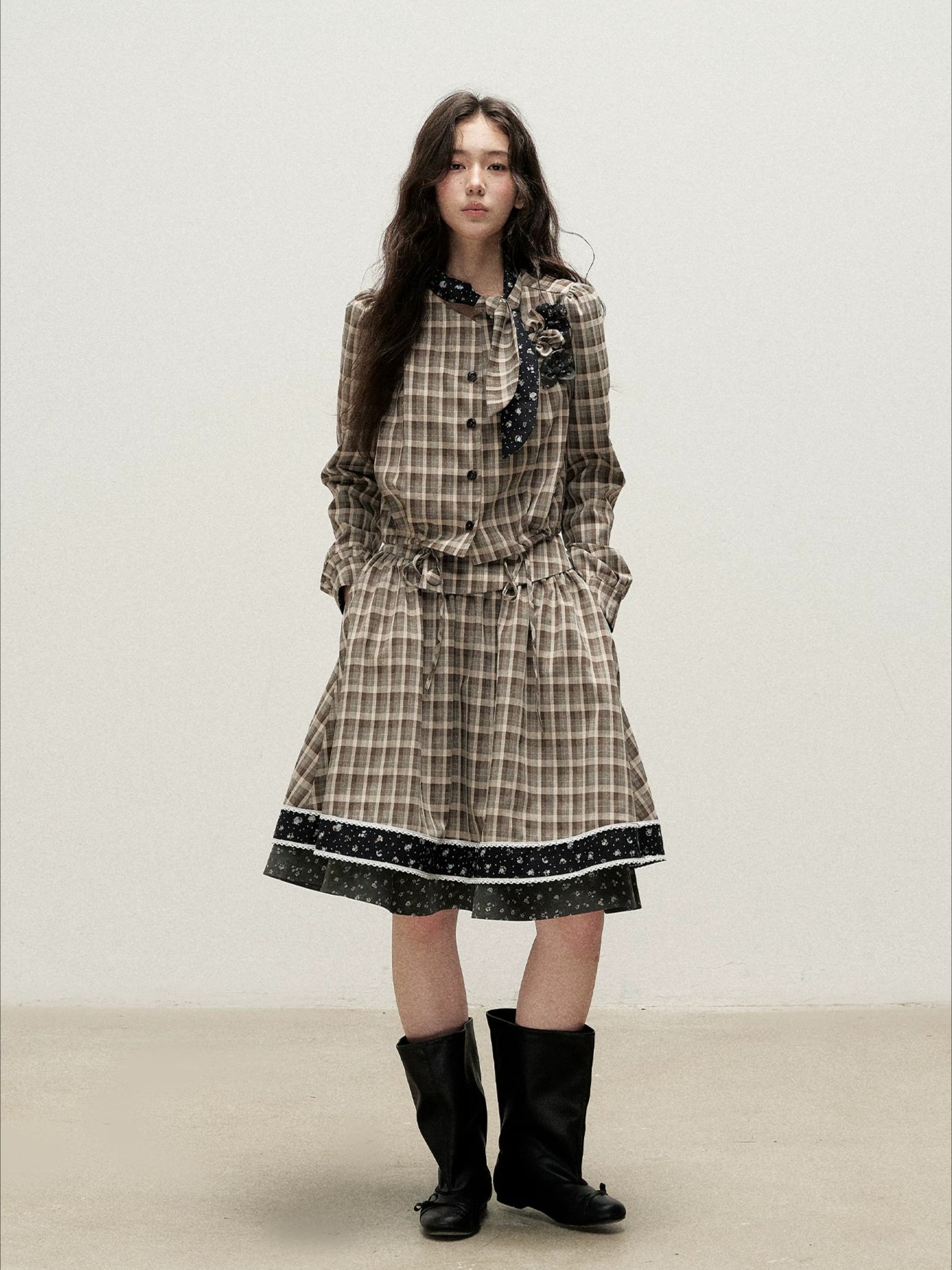 Plaid Shirt Skirt Set