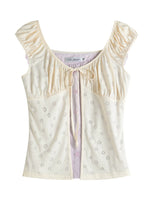 Contrast Panel Floral Eyelet Blouse