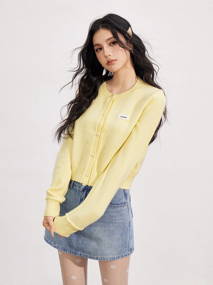 Blue &amp; Yellow Rolled Hem Knit Cardigan