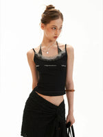 Layered Embroidered Letter Cami Top