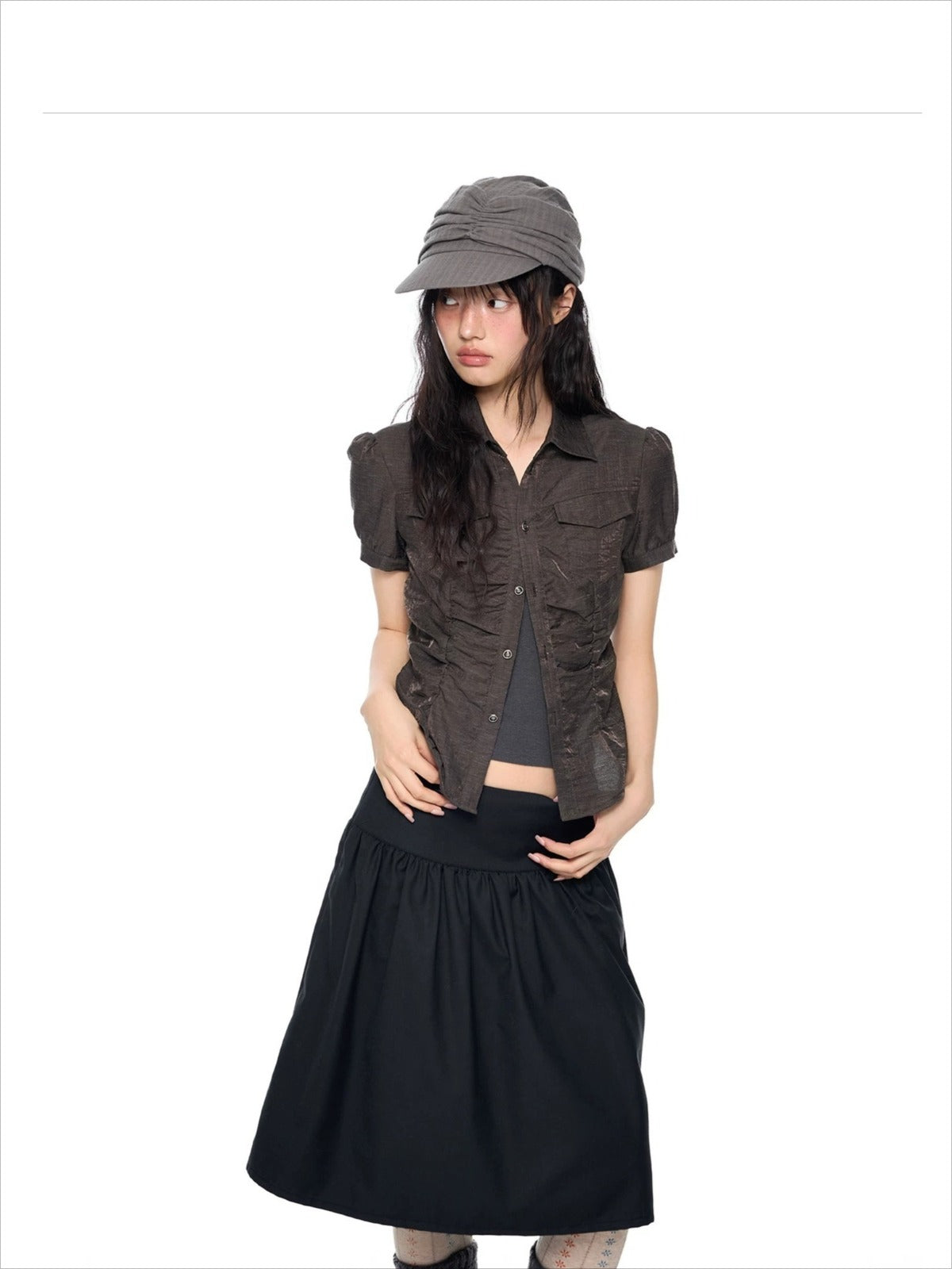 Ruched Puff Sleeve Shirt