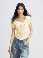 Layered Contrast Collar Tee