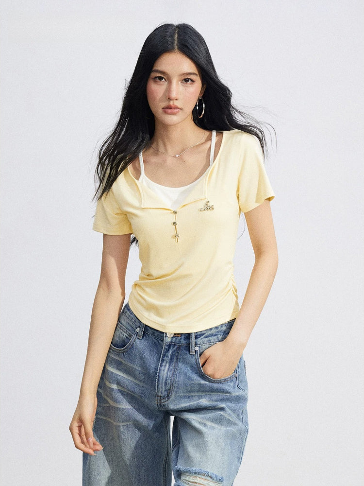 Layered Contrast Collar Tee