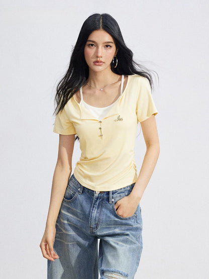 Layered Contrast Collar Tee