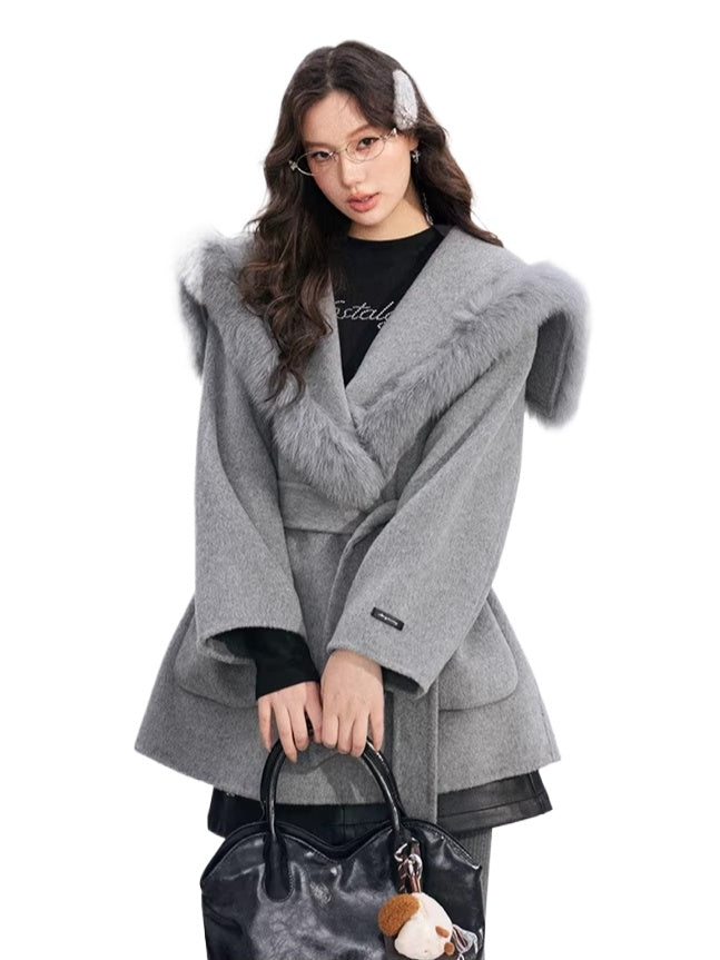 Oversized Wool Tie Coat
