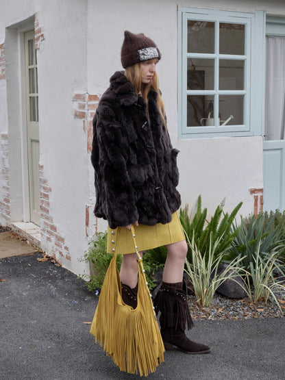 Rex Rabbit Patchwork Fur Jacket