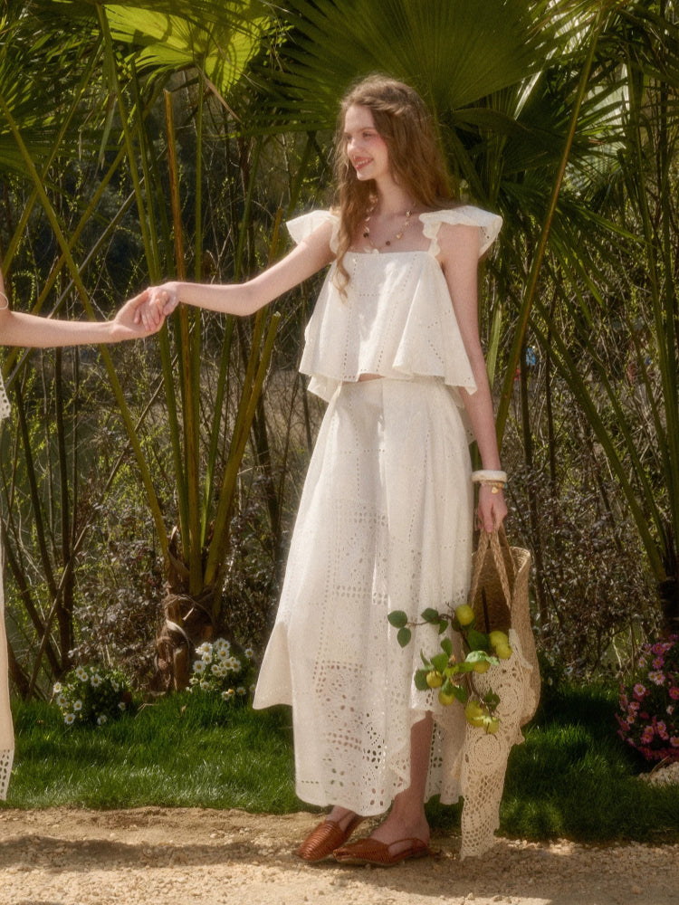 Cotton Embroidered White Set